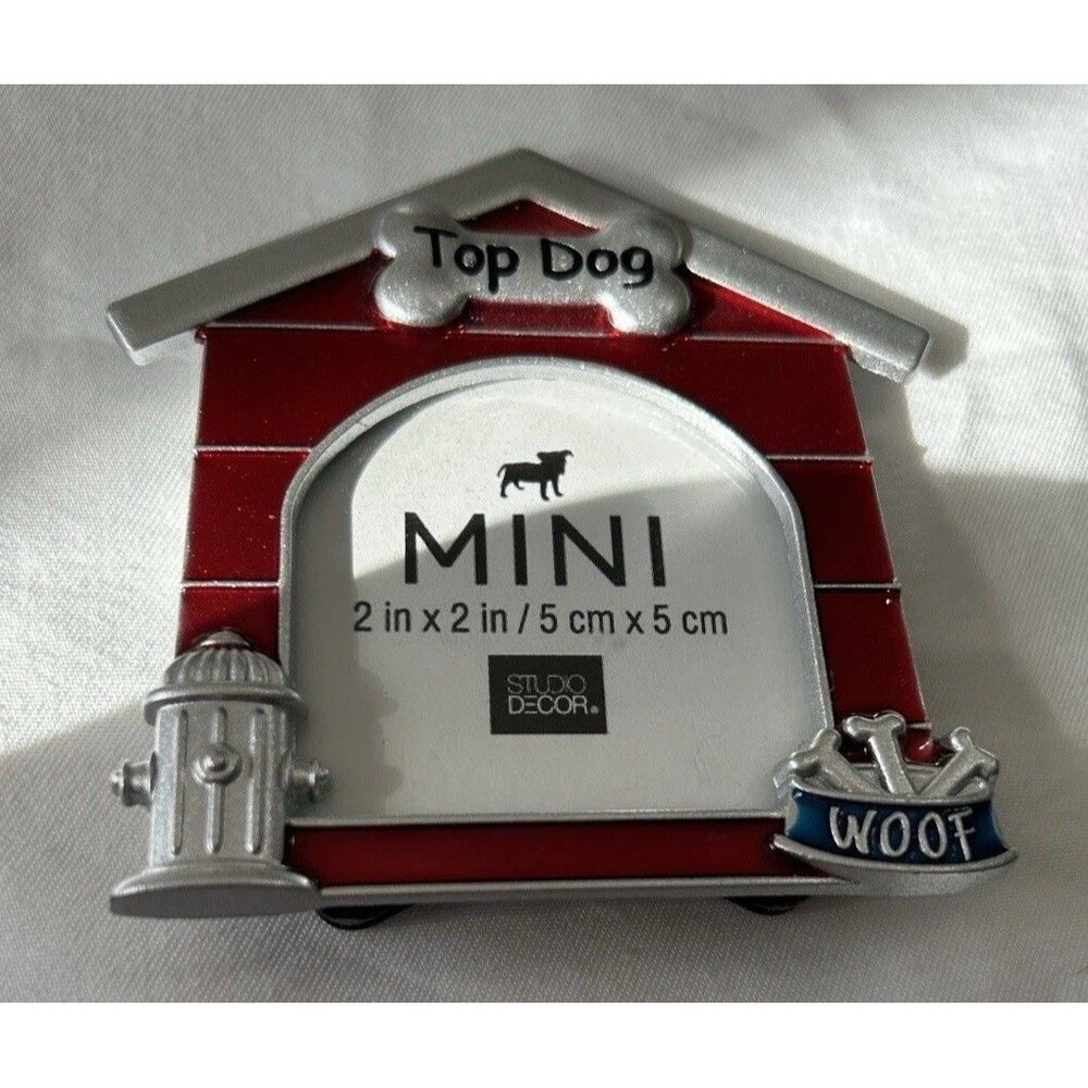 Mini Picture Frame Red Top Dog House Ornament Square Christmas Photo Gift DIY